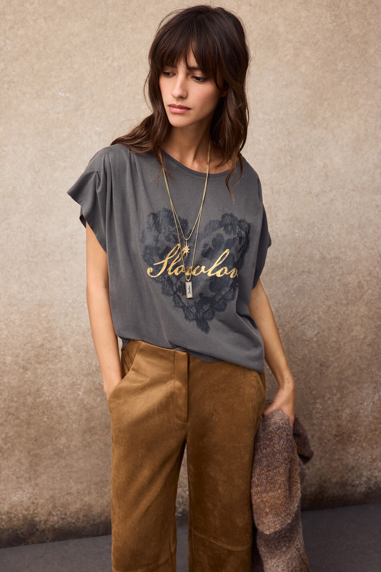 Slowlove Printed pleated T-shirt