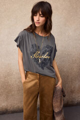 Slowlove Printed pleated T-shirt Grey