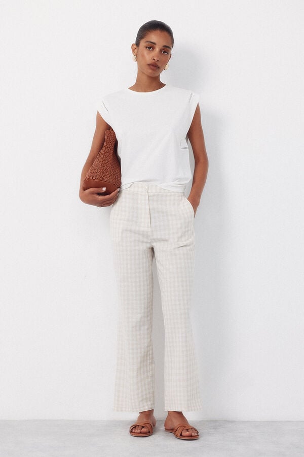 Cortefiel T-shirt with lace trim at the armhole White