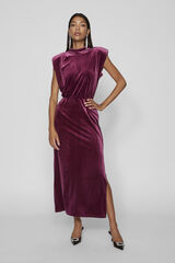 Vila Vestido midi Velvet Rosa