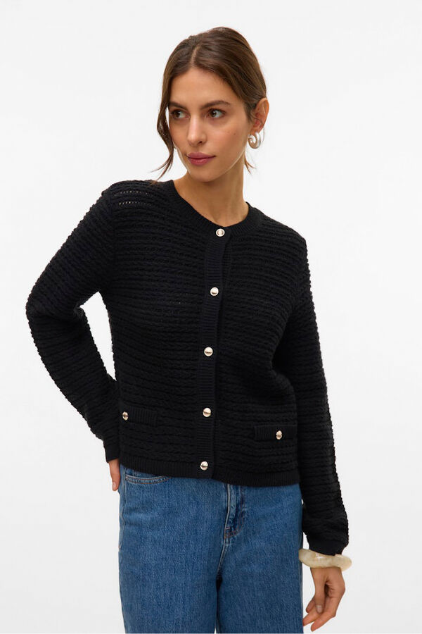 Vero Moda Cárdigan botones plateados Negro