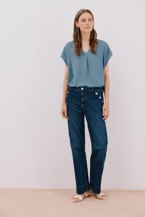 Cortefiel Palazzo pants with buttons  Blue