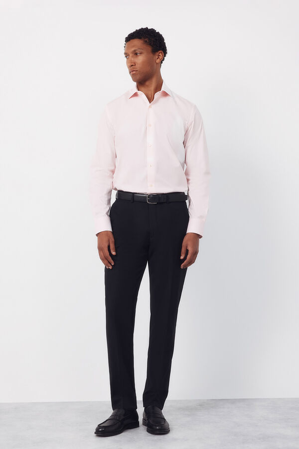 Cortefiel Plain easy-iron dress shirt Pink