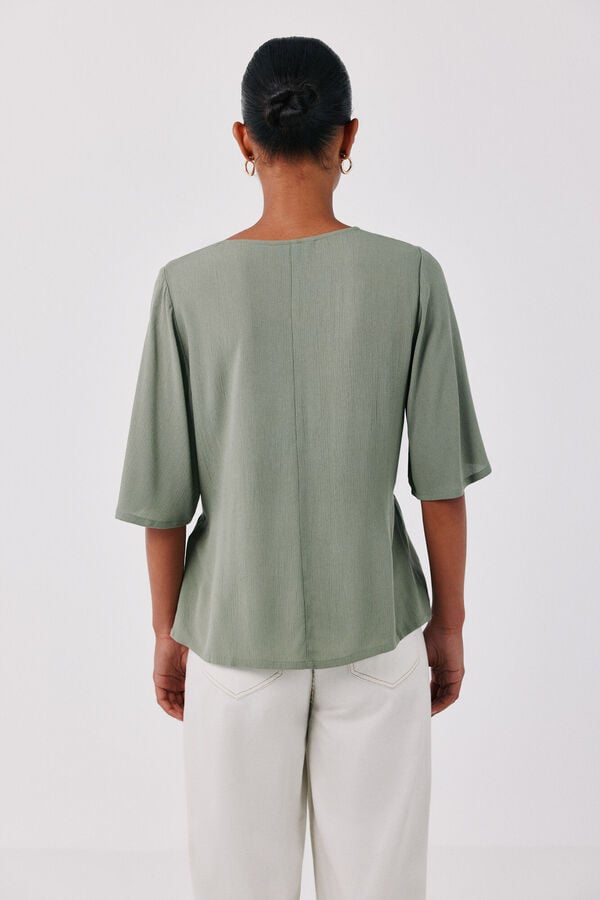 Cortefiel Blusa encaje Kaki