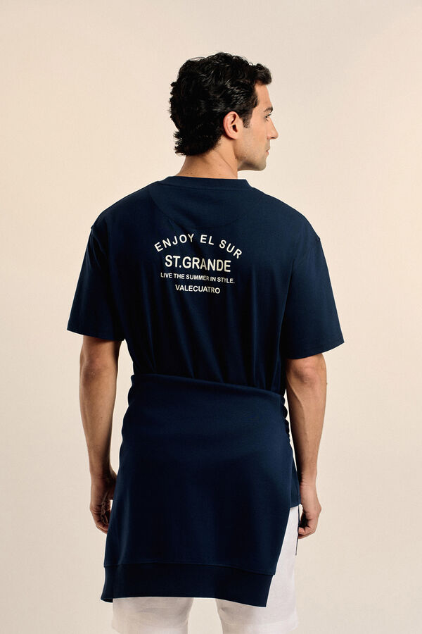 Valecuatro Camiseta texto oversize Azul marino
