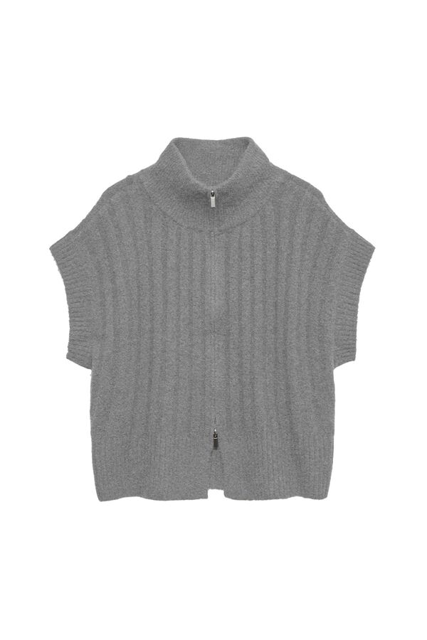 Vero Moda Colete de malha com fecho-&eacute;clair Cinzento