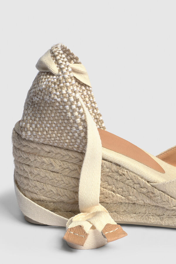 Cortefiel Carina wedge espadrille made in canvas Ivory