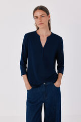 Cortefiel Henley T-shirt Navy