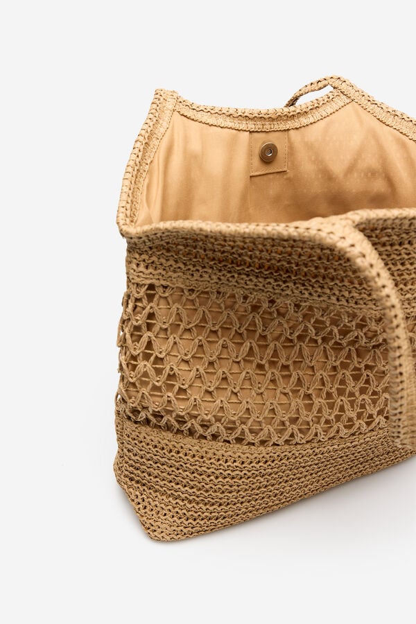 Cortefiel Mala tote estampado espiga Castanho