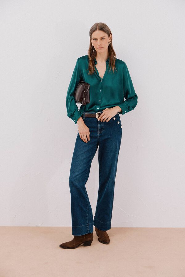 Cortefiel Satin-finish shirt Blue