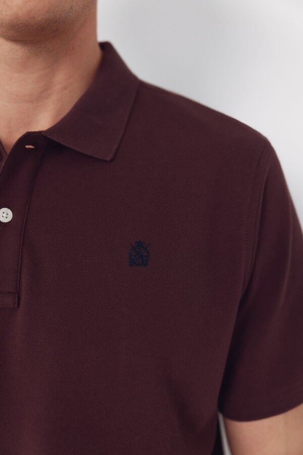 Cortefiel Basic piqué polo shirt Maroon