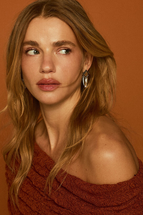 Slowlove Pendientes espigas met&aacute;licas Gris