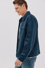Cortefiel Faux leather overshirt Blue