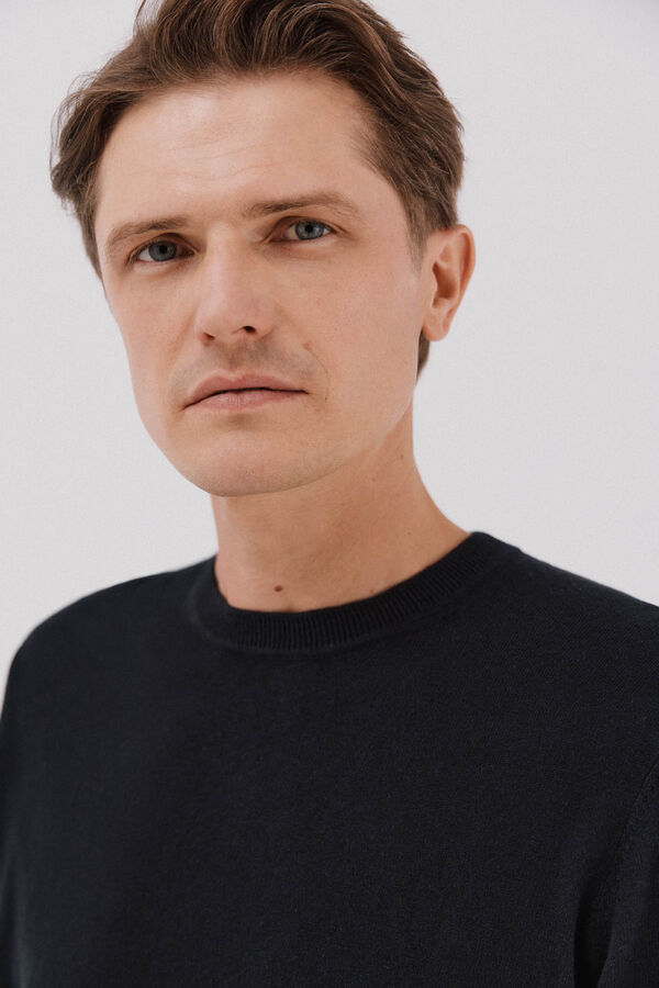 Cortefiel Crew neck cashmere crew neck jersey Black