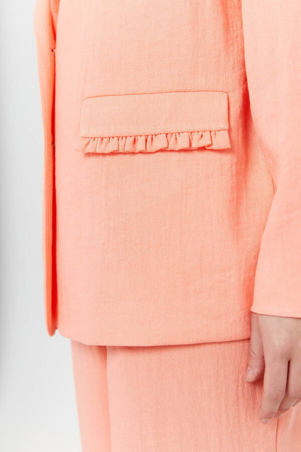 Cortefiel Regular-fit blazer with ruffle details  Pink