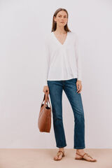 Cortefiel fluid pleated top Ivory