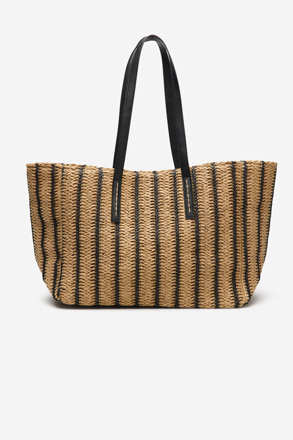 Cortefiel Bolso shopper estampado rayas Estampado marr&oacute;n