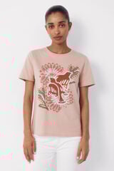 Cortefiel Printed t-shirt Pink