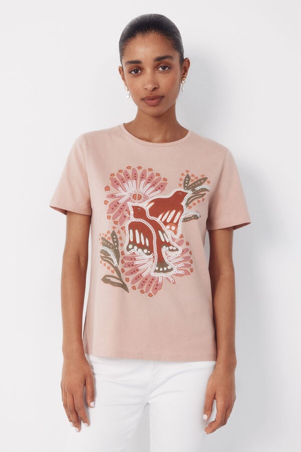 Cortefiel Printed t-shirt Pink