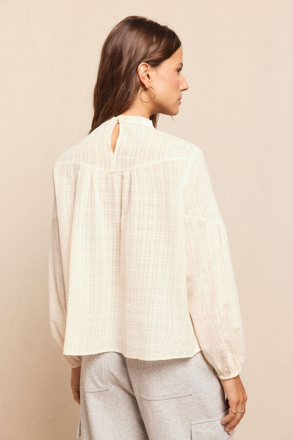 Slowlove Blusa de renda Ecru