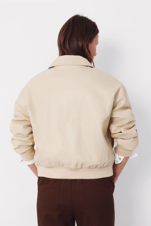 Cortefiel Faux leather bomber jacket Yellow