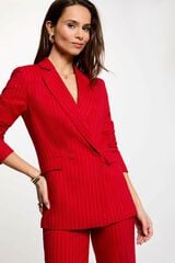 Morgan Casaco cintado &agrave;s riscas Vermelho