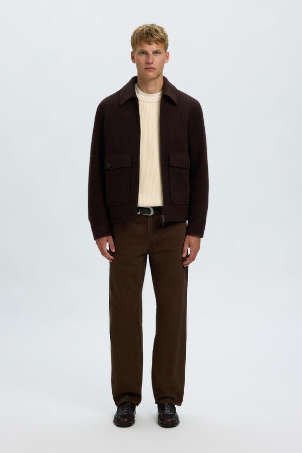 Selected Camisola canelada Relaxed Fit Tostado
