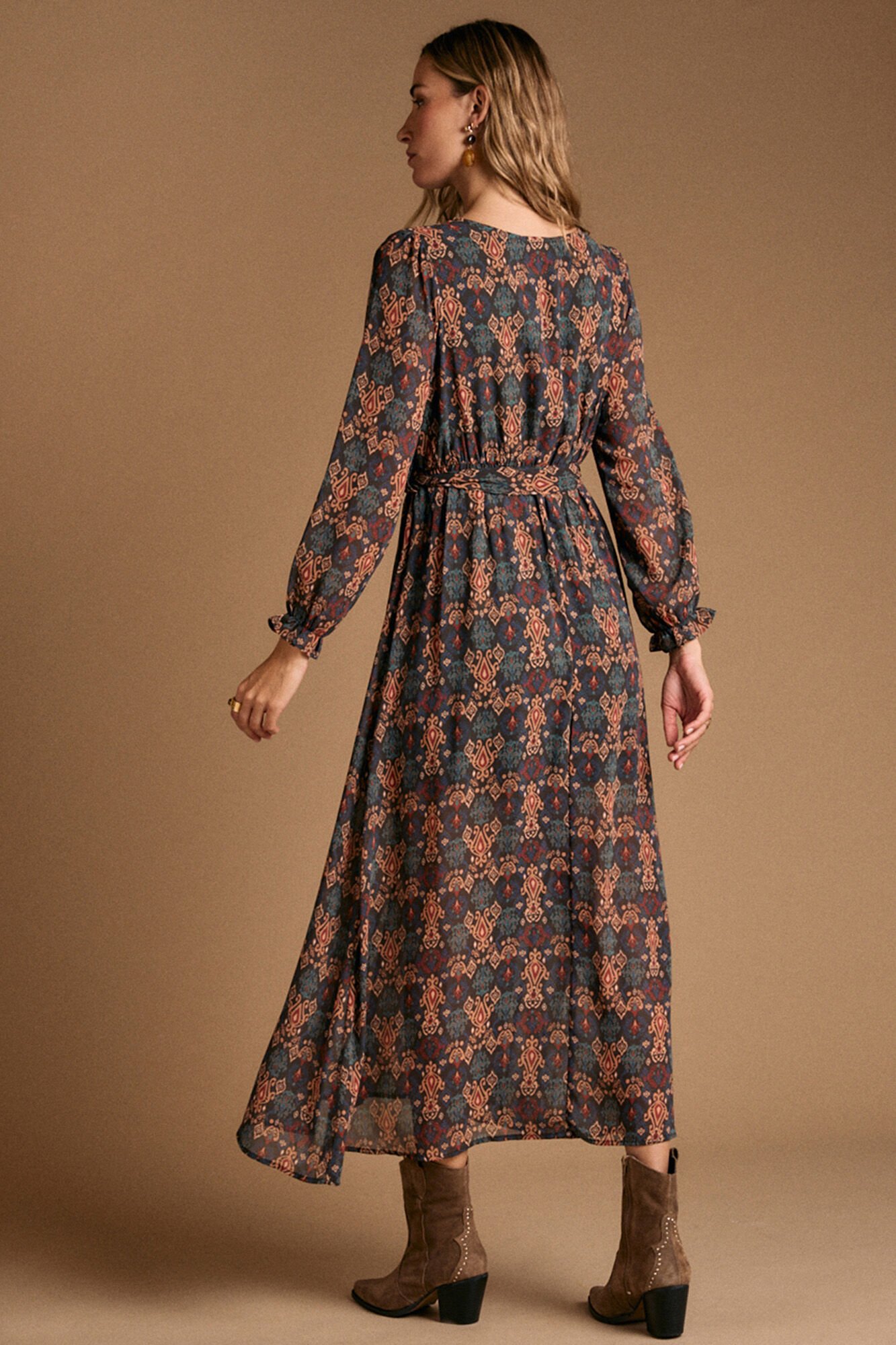 Pol&iacute;n Et Moi Vestido longo estampado esmeralda