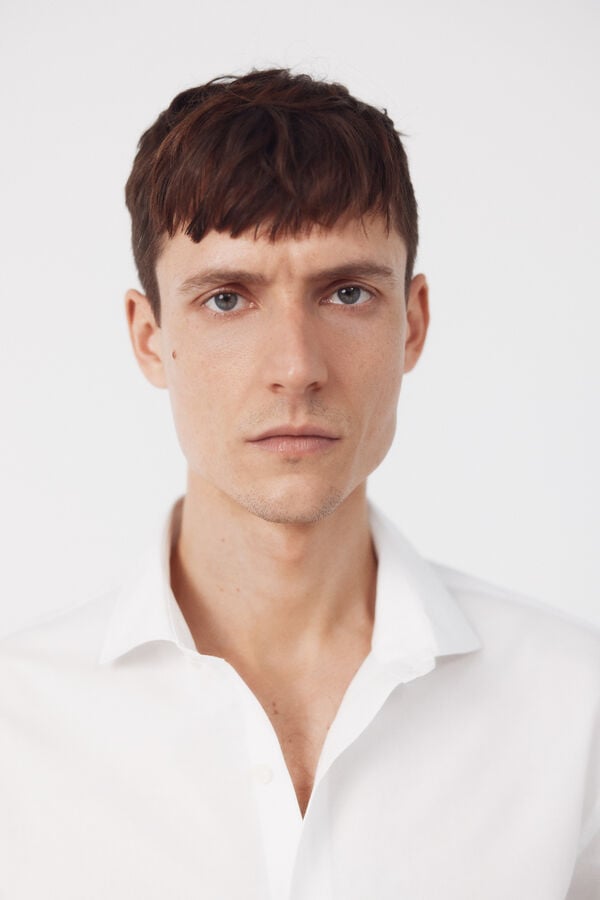 Cortefiel Slim fit easy-iron ottoman dress shirt White