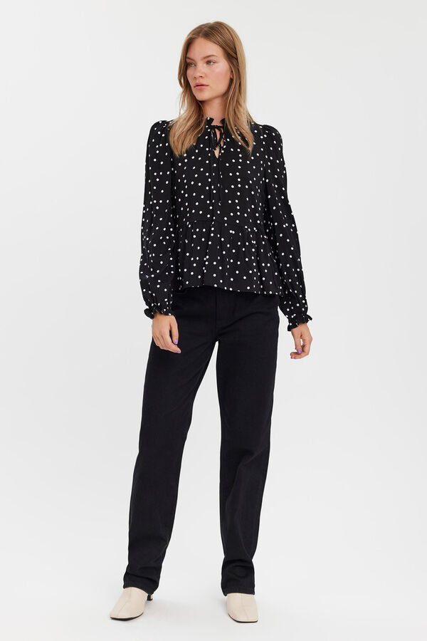 Vero Moda Long-sleeved peplum top Black