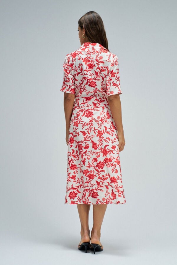 Salsa Jeans Vestido camiseiro com padr&atilde;o floral Vermelho