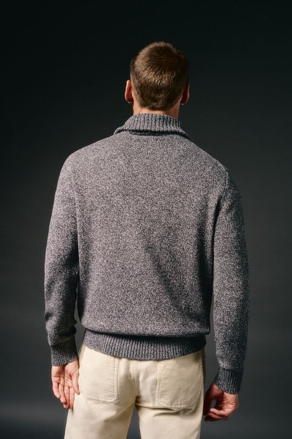 OOTO Neck polo shirt zip fastening sweater Dark grey