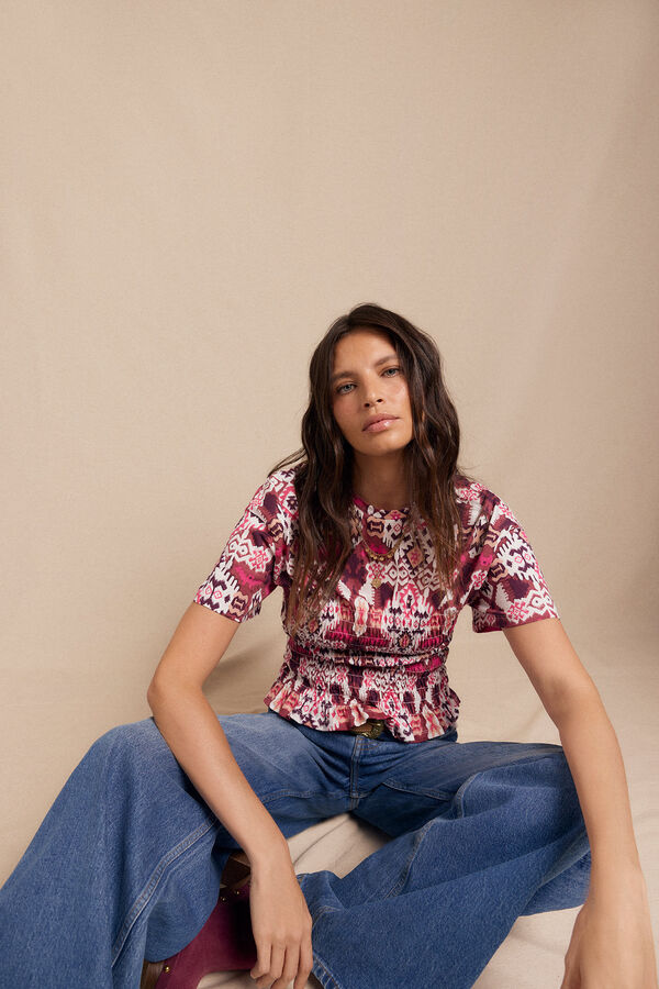 Slowlove Camiseta estampada em favo de mel Multicolorido