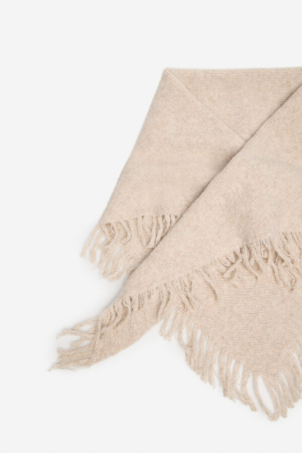 Cortefiel Fringed poncho Ivory