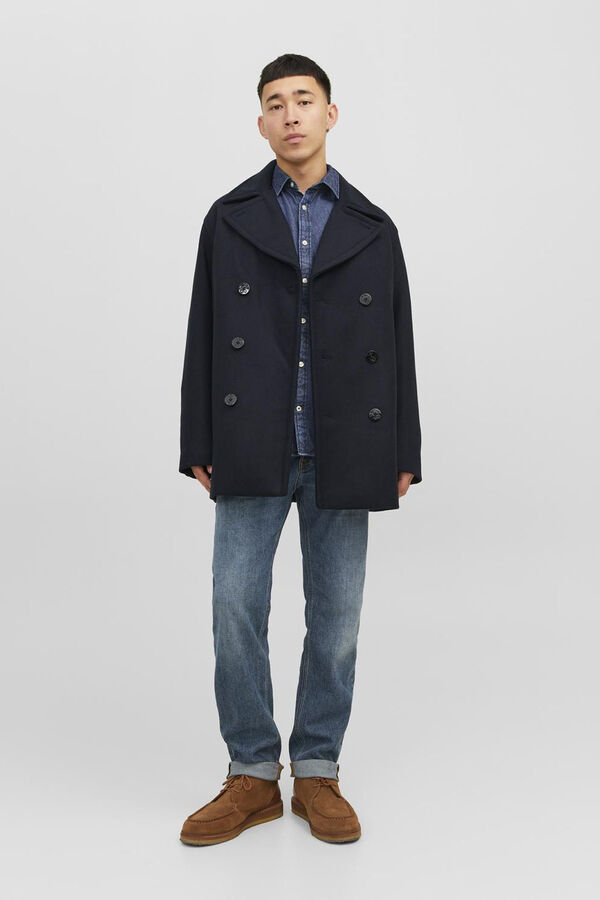 Cortefiel Short double-breasted coat Navy