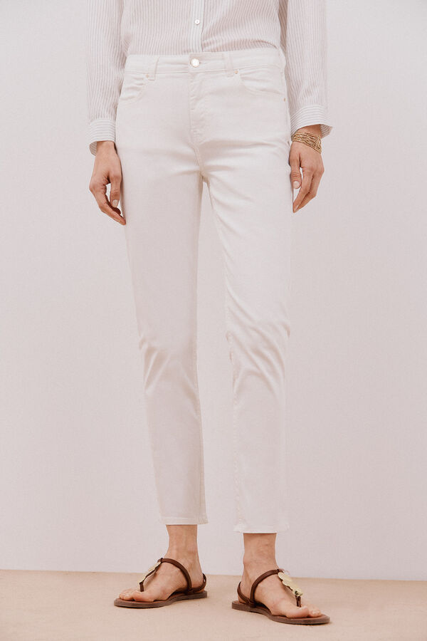 Cortefiel Calça skinny cropped colorida Branco