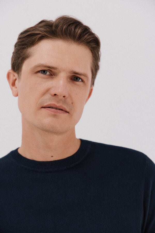 Cortefiel Crew neck cashmere crew neck jersey Navy