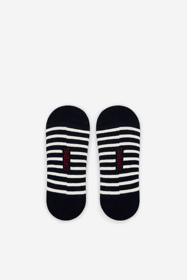 Cortefiel No-show socks with printed sailor stripes Navy