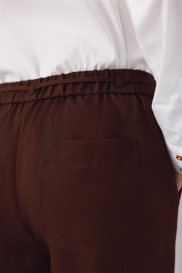 Cortefiel Dress pants with belt Brown