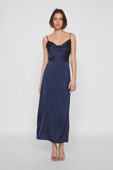 Vila Vestido midi acetinado Azul