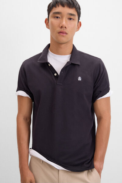 Cortefiel Essential polo shirt Black