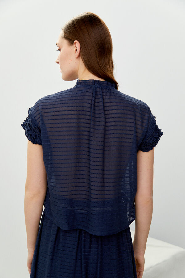 Cortefiel Striped fabric blouse Navy