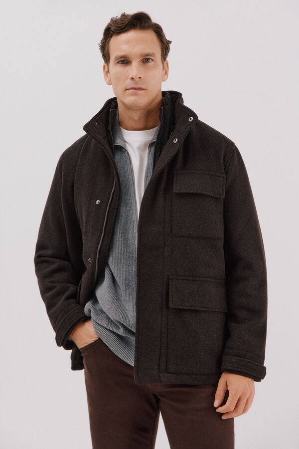 Cortefiel Coat with removable lining Dark brown