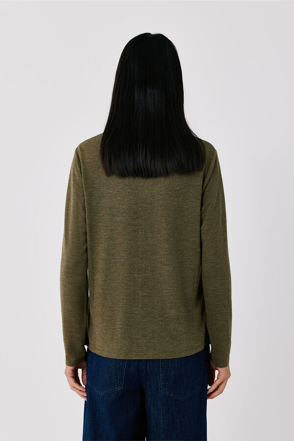 Cortefiel Stretch shirt with buttons Kaki