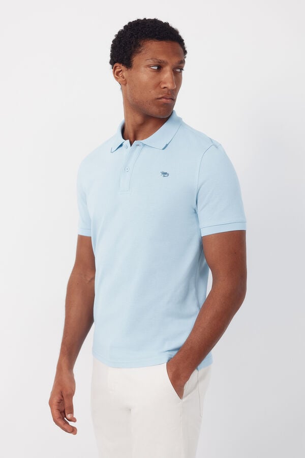 Cortefiel Embroidered polo shirt Blue