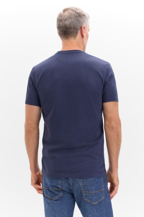 Cortefiel Camiseta basica bolsillo Azul