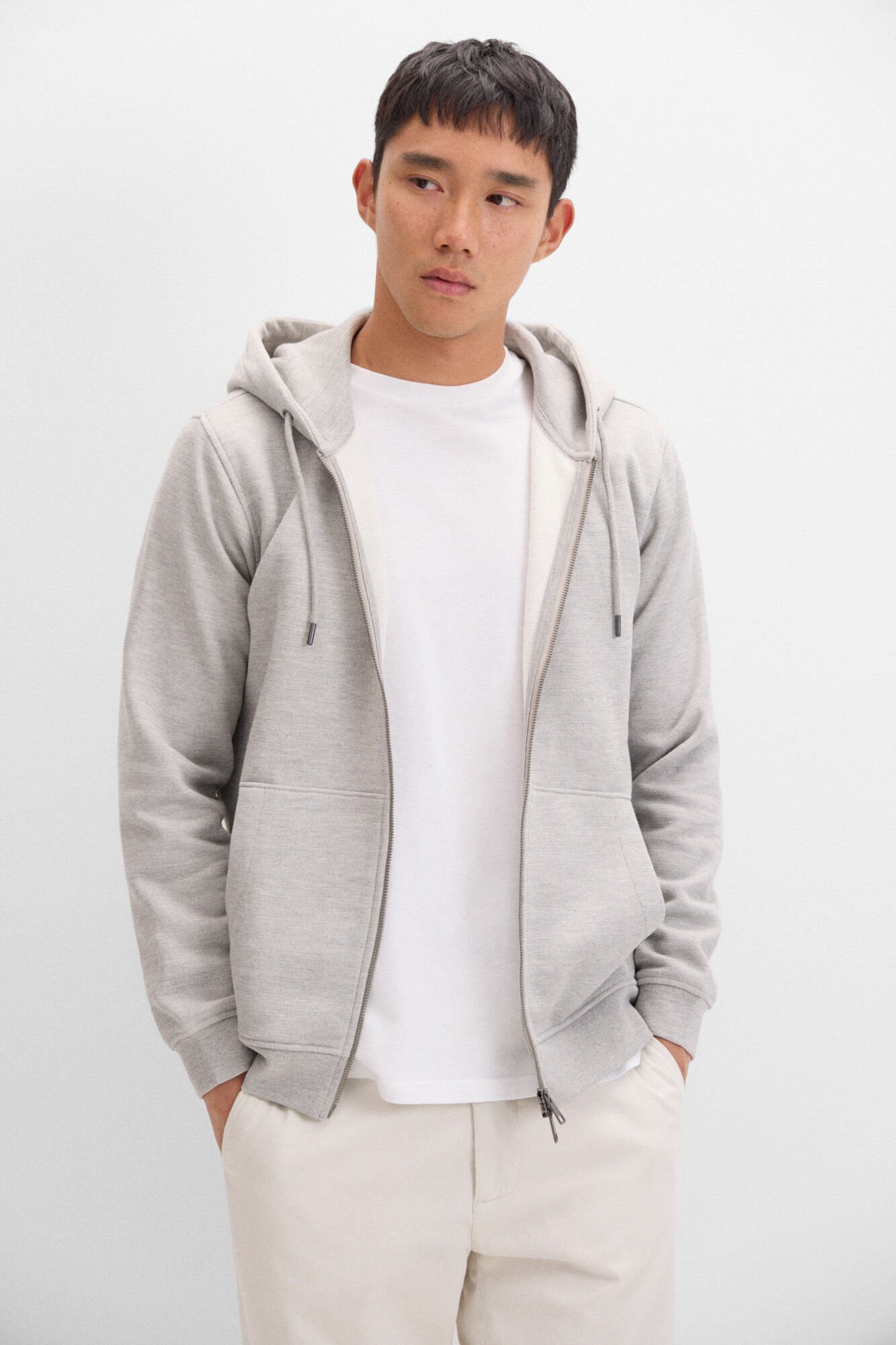 Grey hooded cardigan hotsell