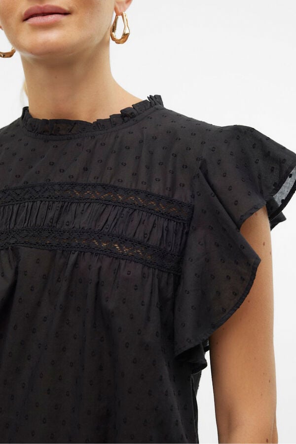 Vero Moda Blusa fluida de gola redonda Preto