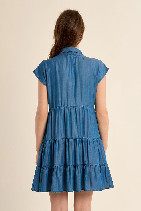 Molly Bracken Vestido de manga curta com folhos Azul