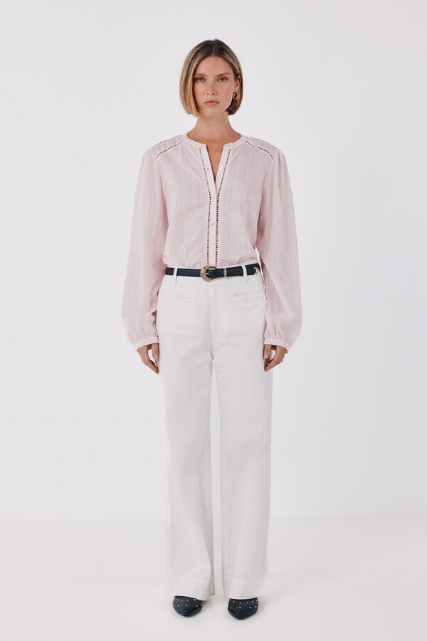 Cortefiel Striped openwork blouse Lilac